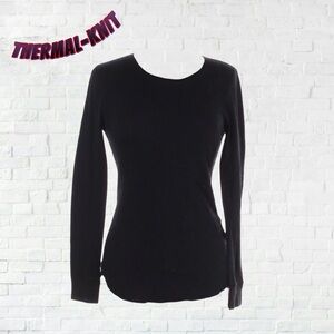 NWT Old Navy Thermal Knit Fitted Long Sleeve Shirt Medium Black